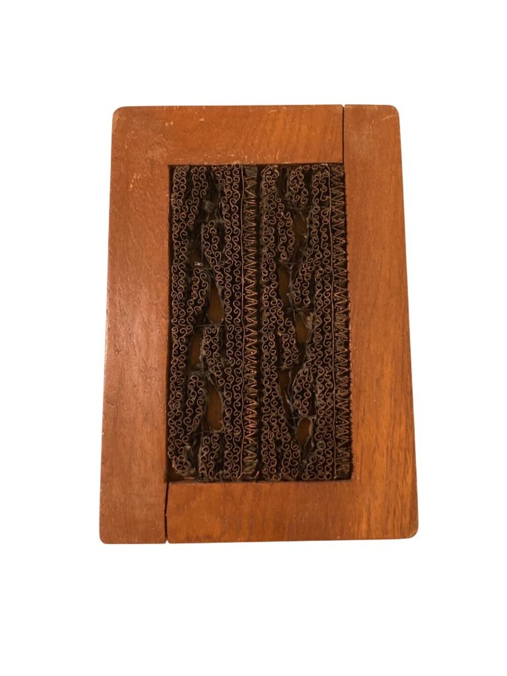 Vintage Wood And Copper Batik Textile Printing Block Wall Decor